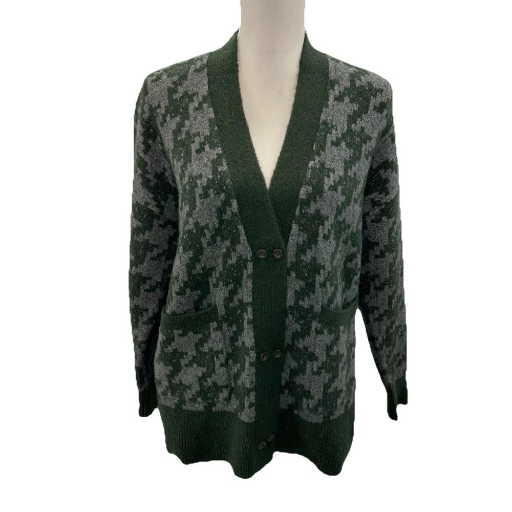 Madewell Allston Double-Button Houndstooth Cardigan Size Small Oversized